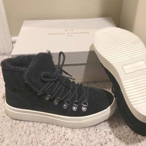 Marc Fisher Daisie Faux Fur Trim High Top Sneaker